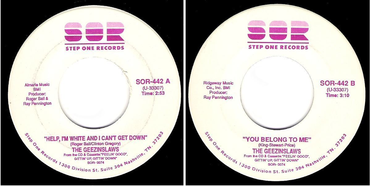 Geezinslaws, The / Help, I'm White and I Can't Get Down (1992) / Step One SOR-442 (Single, 7" Vinyl)
