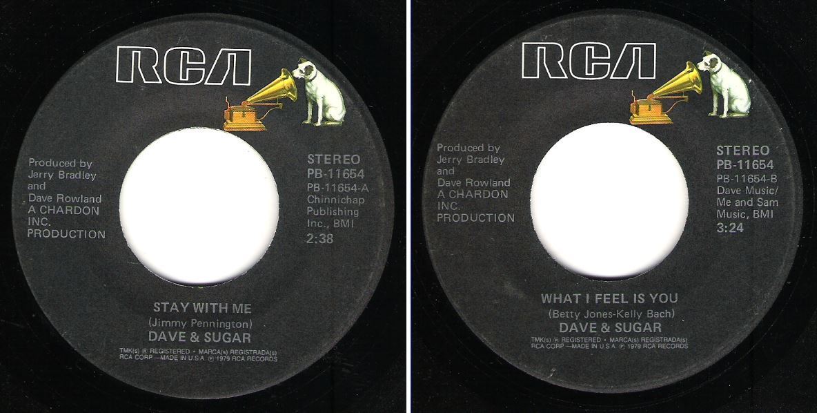 Dave + Sugar / Stay With Me (1979) / RCA PB-11654 (Single, 7" Vinyl)