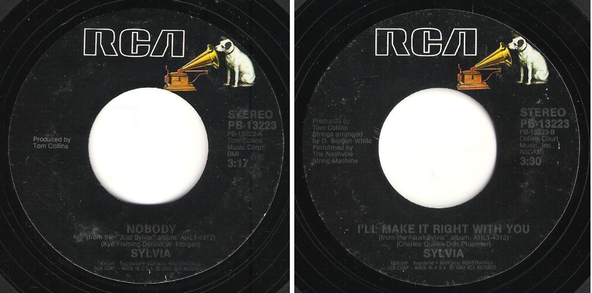 Sylvia / Nobody (1982) / RCA PB-13223 (Single, 7" Vinyl)