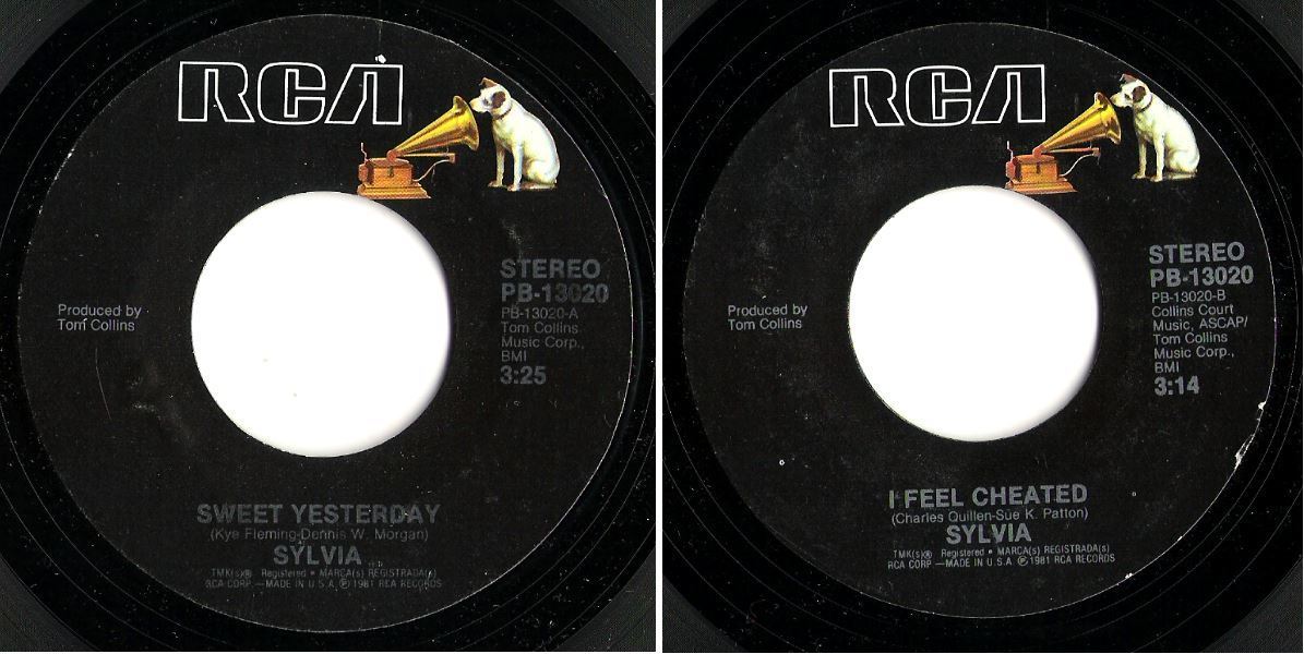 Sylvia / Sweet Yesterday (1982) / RCA PB-13020 (Single, 7" Vinyl)