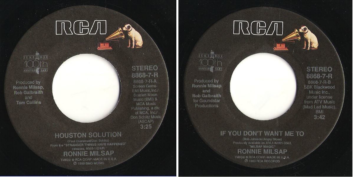 Milsap, Ronnie / Houston Solution (1989) / RCA 8868-7-R (Single, 7&quot; Vinyl)