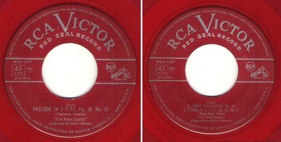 First Piano Quartet / Prelude in D-Flat, Op. 28, No. 15 / RCA Victor (Red Seal) 49-0559 (Single, 7&quot; Red Vinyl)