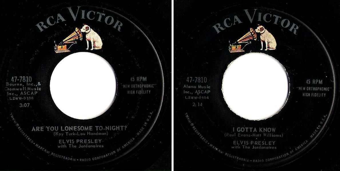 Presley, Elvis / Are You Lonesome To-Night? (1960) / RCA Victor 47-7810 (Single, 7&quot; Vinyl)