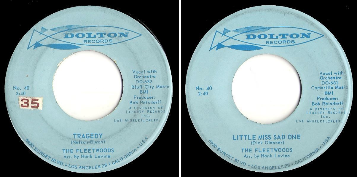 Fleetwoods, The / Tragedy (1961) / Dolton 40 (Single, 7" Vinyl)