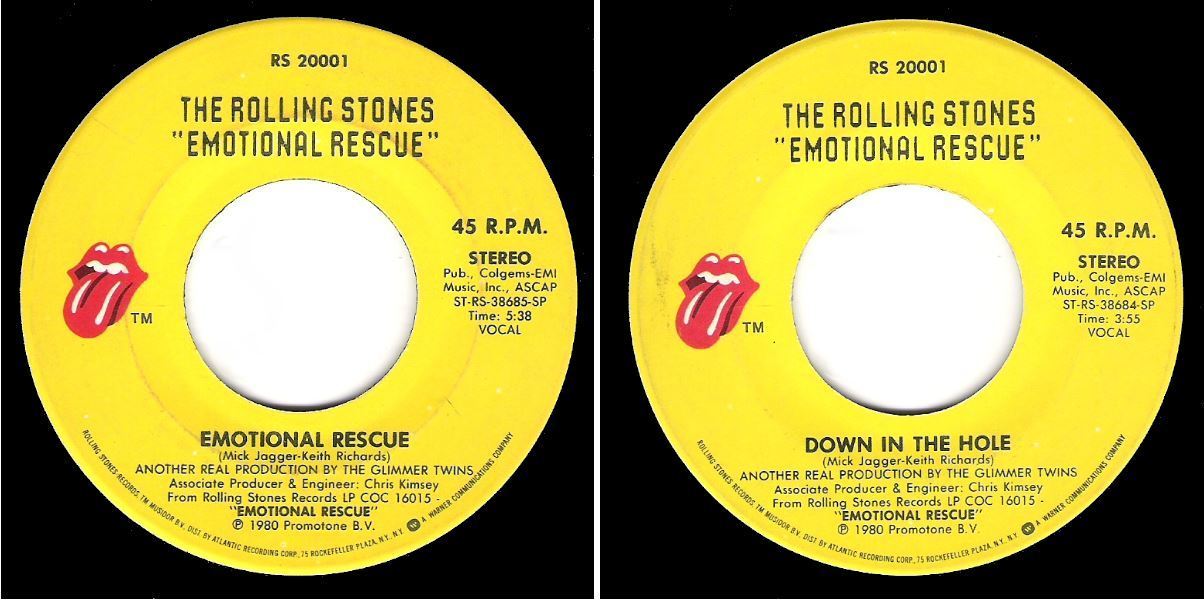 Rolling Stones, The / Emotional Rescue (1980) / Rolling Stones RS-20001  (Single, 7" Vinyl)