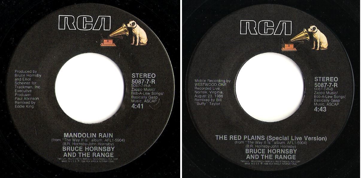 Hornsby, Bruce (+ The Range) / Mandolin Rain (1986) / RCA 5087-7-R (Single, 7&quot; Vinyl)