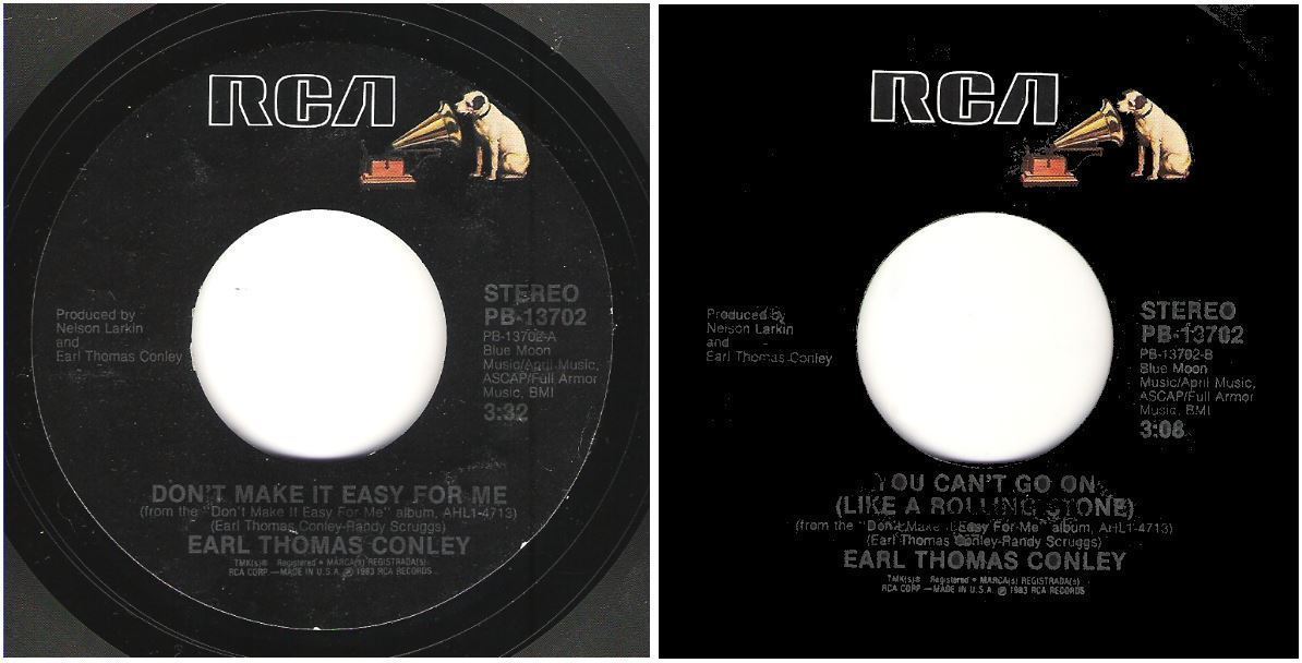 Conley, Earl Thomas / Don't Make It Easy On Me (1983) / RCA PB-13702 (Single, 7" Vinyl)