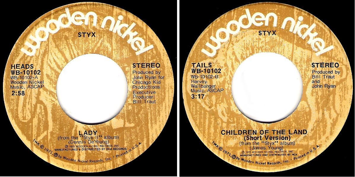 Styx / Lady (1974) / Wooden Nickel WB-10102 (Single, 7" Vinyl)