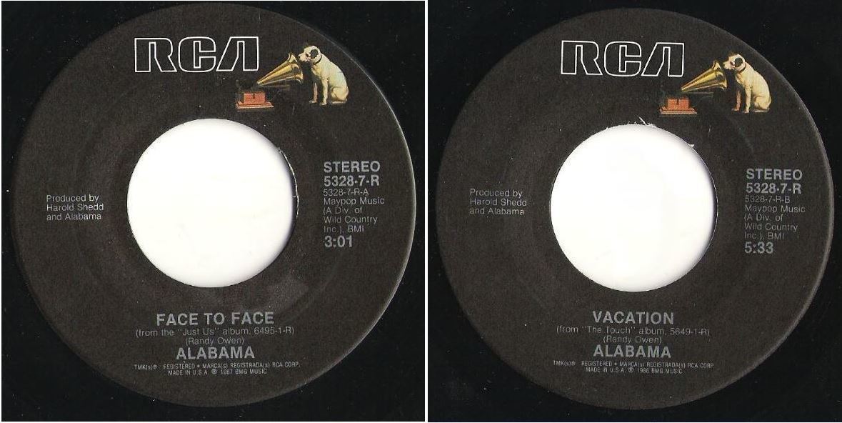 Alabama / Face To Face (1987) / RCA 5328-7-R (Single, 7" Vinyl)