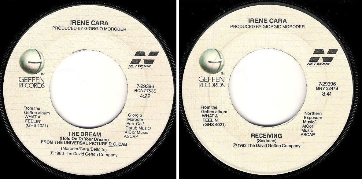 Cara, Irene / The Dream (Hold On to Your Dream) (1983) / Geffen (Network) 7-29396 (Single, 7" Vinyl)