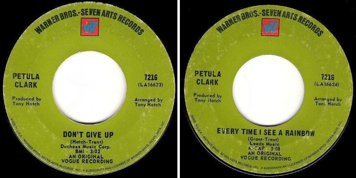 Clark, Petula / Don't Give Up (1968) / Warner Bros. 7216 (Single, 7" Vinyl)