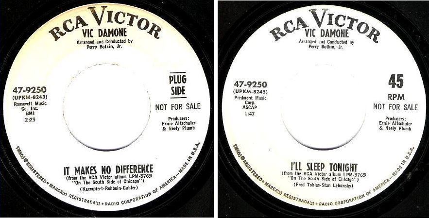 Damone, Vic / It Makes No Difference (1967) / RCA Victor 47-9250 (Single, 7" Vinyl) / Promo