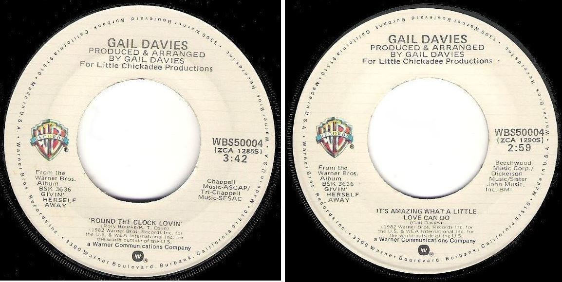 Davies, Gail / Round the Clock Lovin' (1982) / Warner Bros. WBS-50004 (Single, 7" Vinyl)