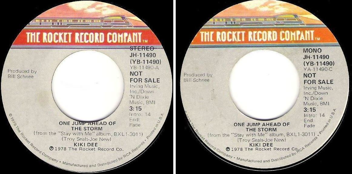 Dee, Kiki / One Jump Ahead of the Storm (1978) / Rocket JH-11490 (Single, 7" Vinyl) / Promo
