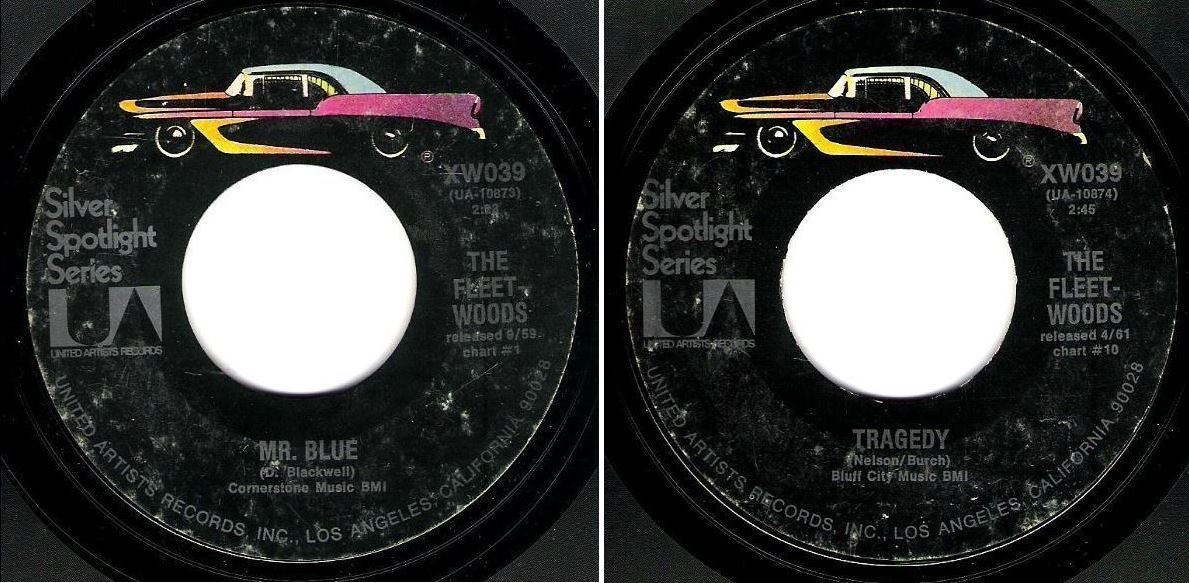 Fleetwoods, The / Mr. Blue (1973) / United Artists XW039 (Single, 7" Vinyl)