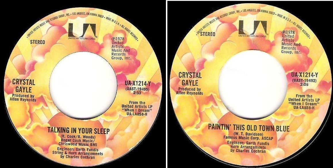 Gayle, Crystal / Talking In Your Sleep (1978) / United Artists UA-X1214-Y (Single, 7" Vinyl)