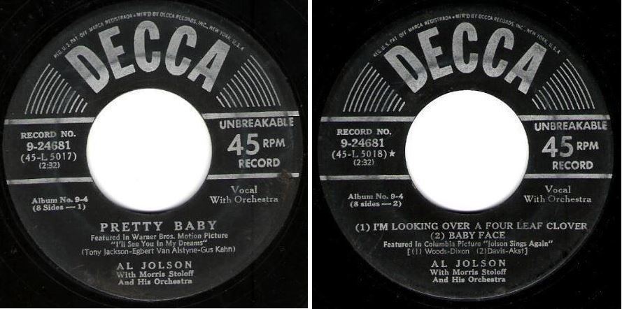 Jolson, Al / Pretty Baby (1950) / Decca 9-24681 (Single, 7&quot; Vinyl)