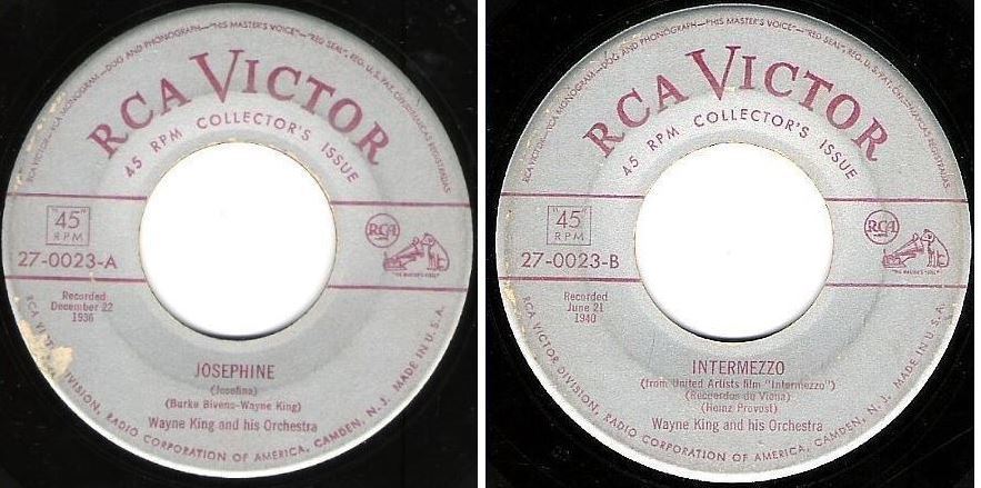 King, Wayne / Josephine (1951) / RCA Victor 27-0023 (Single, 7&quot; Vinyl)