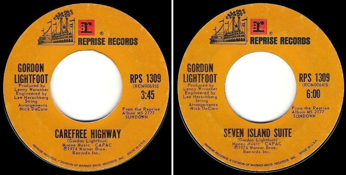 Lightfoot, Gordon / Carefree Highway (1974) / Reprise RPS-1309 (Single, 7" Vinyl)