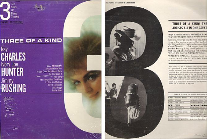 Charles, Ray (+ Ivory Joe Hunter + Jimmy Rushing) / Three of a Kind: 3 Top Stars of Blues (1964) / Design DLP-909 (Album, 12" Vinyl) / Still Sealed