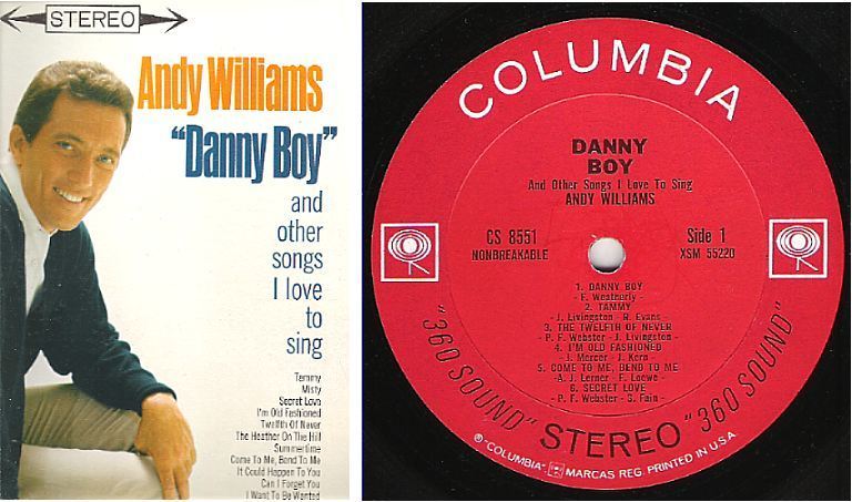 Williams, Andy / Danny Boy and Other Songs I Love To Song (1962) / Columbia CS-8551