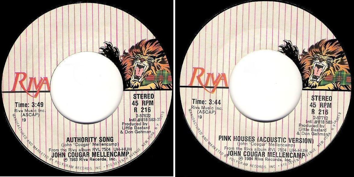 Mellencamp, John / Authority Song (1984) / Riva R-216 (Single, 7&quot; Vinyl)