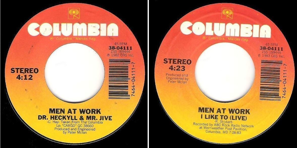 Men At Work / Dr. Heckyll + Mr. Jive (1982) / Columbia 38-04111 (Single, 7" Vinyl)