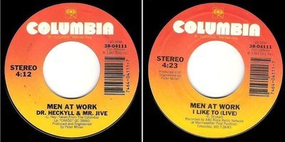 Men At Work / Dr. Heckyll + Mr. Jive (1982) / Columbia 38-04111 (Single, 7" Vinyl)