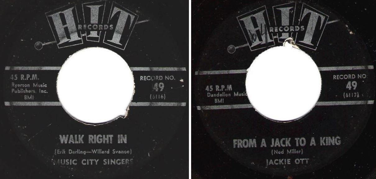 Music City Singers / Walk Right In (1963) / Hit #49 (Single, 7&quot; Vinyl)