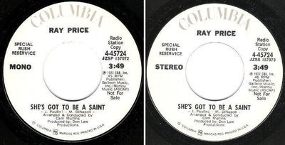 Price, Ray / She&#39;s Got to be a Saint (1972) / Columbia 4-45724 (Single, 7&quot; Vinyl) / Promo