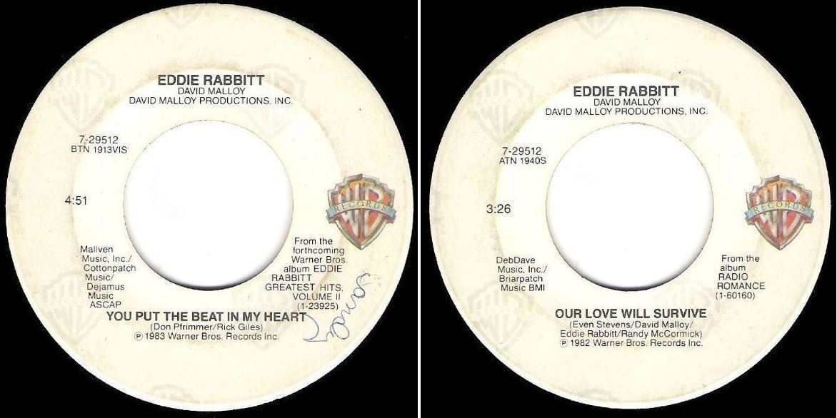 Rabbitt, Eddie / You Put the Beat In My Heart (1983) / Warner Bros. 7-29512 (Single, 7&quot; Vinyl)