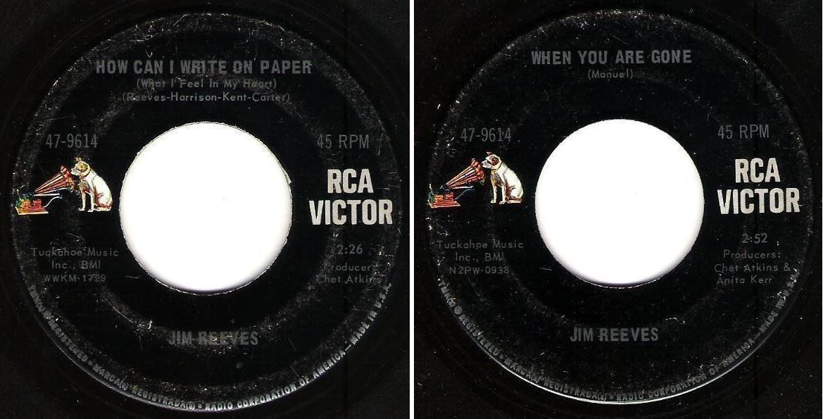 Reeves, Jim / How Can I Write On Paper (What I Feel in My Heart) (1968) / RCA Victor 47-9614 (Single, 7&quot; Vinyl)