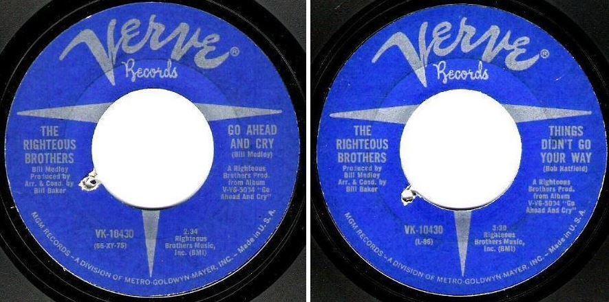 Righteous Brothers, The / Go Ahead and Cry (1966) / Verve VK-10430 (Single, 7&quot; Vinyl)