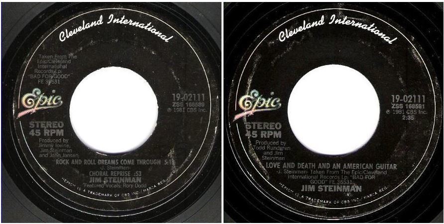 Steinman, Jim / Rock and Roll Dreams Come Through (1981) / Cleveland International-Epic 19-02111 (Single, 7" Vinyl)
