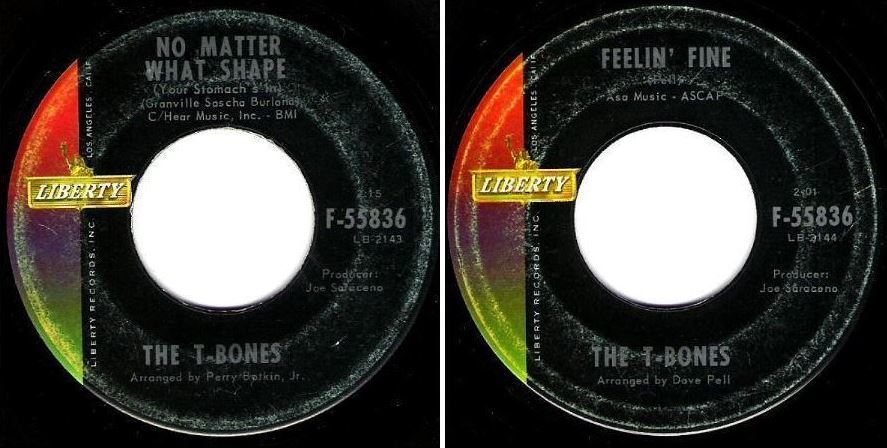 T-Bones, The / No Matter What Shape (Your Stomach's In) (1965) / Liberty F-55836 (Single, 7" Vinyl)