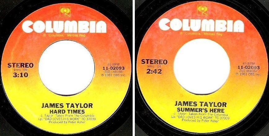 Taylor, James / Hard Times (1981) / Columbia 11-02093 (Single, 7" Vinyl)