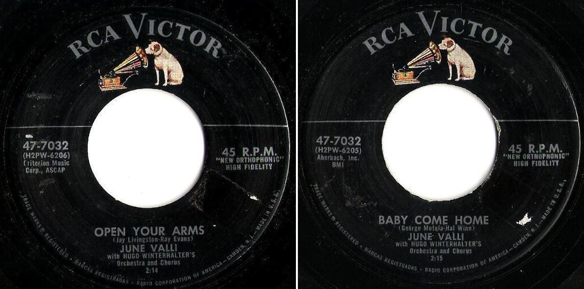Valli, June / Open Your Arms (1957) / RCA Victor 47-7032 (Single, 7" Vinyl)