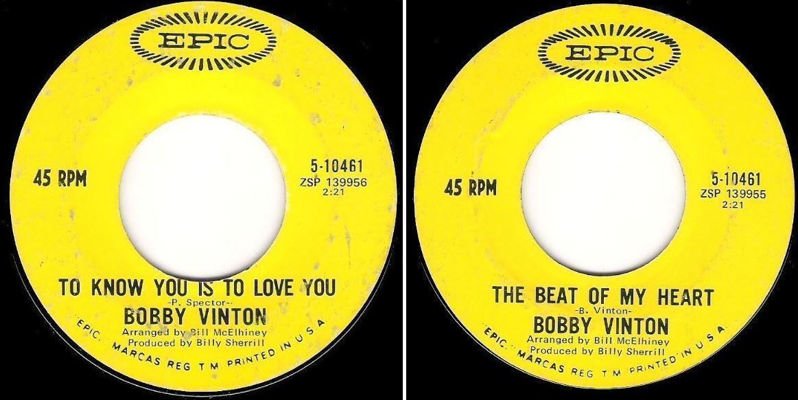 Vinton, Bobby / To Know You Is To Love You (1969) / Epic 5-10461 (Single, 7&quot; Vinyl)