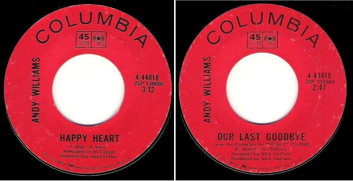 Williams, Andy / Happy Heart (1969) / Columbia 4-44818 (Single, 7&quot; Vinyl)