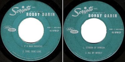 Darin, Bobby / Scripto Inc. Presents Bobby Darin (1962) / Capitol Custom MB-2849-2850 (EP, 7&quot; Vinyl)