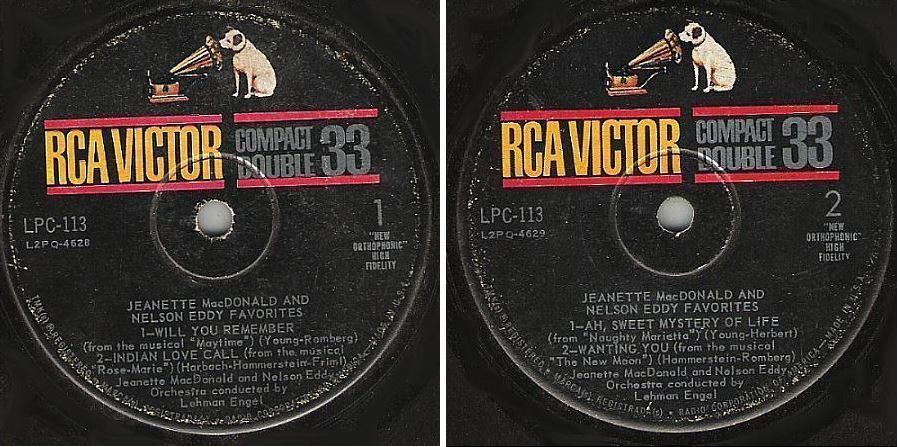 MacDonald, Jeanette (+ Nelson Eddy) / Favorites (1961) / RCA Victor LPC-113 (EP, 7" Vinyl)