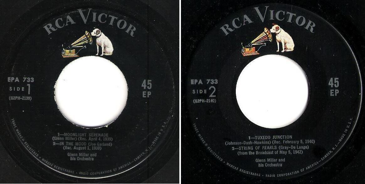 Miller, Glenn / Plays Selections from "The Glenn Miller Story" (1956) / RCA Victor EPA-733 (EP, 7" Vinyl)