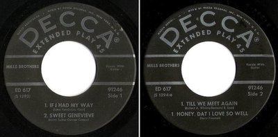 Mills Brothers, The / If I Had My Way + 3 (1950) / Decca ED-617 (EP, 7 Inch, Vinyl)