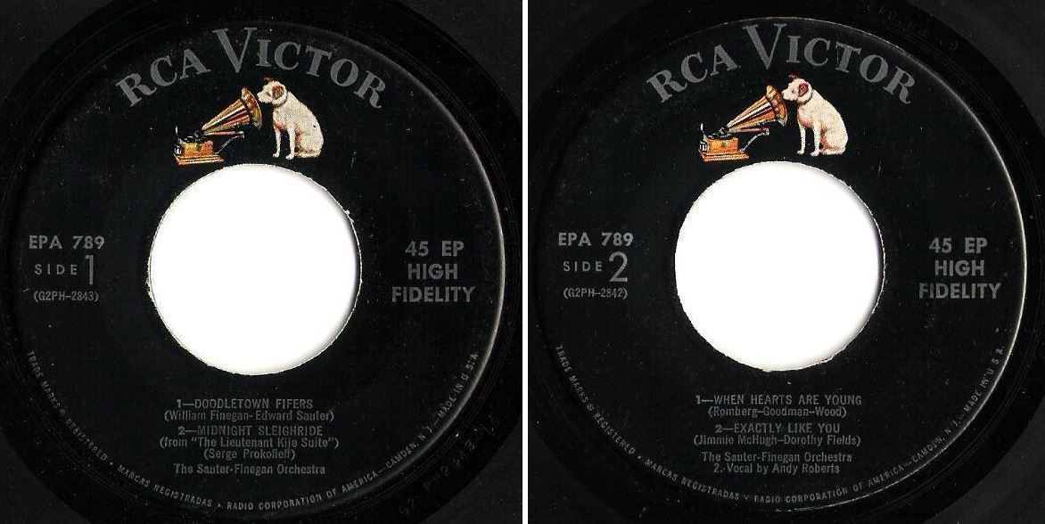 Sauter-Finegan Orchestra / Doodletown Fifers + 3 (1956) / RCA Victor EPA-789 (EP, 7" Vinyl)