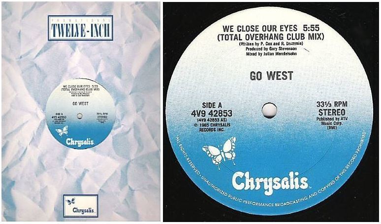 Go West / We Close Our Eyes (1985) / Chrysalis 4V9-42853 (Single, 12" Vinyl)