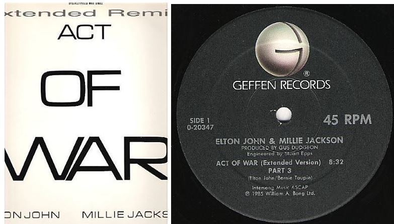 John, Elton (+ Millie Jackson) / Act of War (Extended Version) Part 3 (1985) / Geffen 0-20347 (Single, 12" Vinyl)
