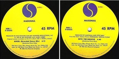 Madonna / Angel (Extended Dance Mix) (1985) / Sire 0-20335