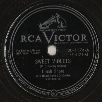 Shore, Dinah / Sweet Violets (1951) / RCA Victor 20-4174 (Single, 10&quot; Shellac)