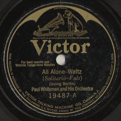 Whiteman, Paul / All Alone (1924) / Victor 19487