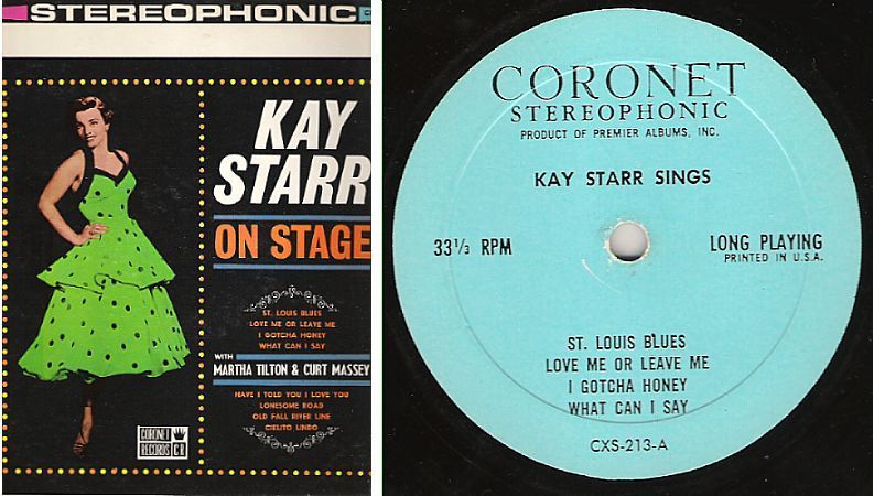 Starr, Kay (+ Martha Tilton + Curt Massey) / On Stage (1963) / Coronet CXS-213